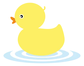 Adorable Yellow Rubber Ducky Swimming Clipart Illustration for Kids