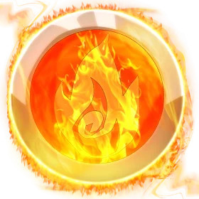 Blazing Elemental Fire Symbol Clipart with Luminous Golden Circular Border