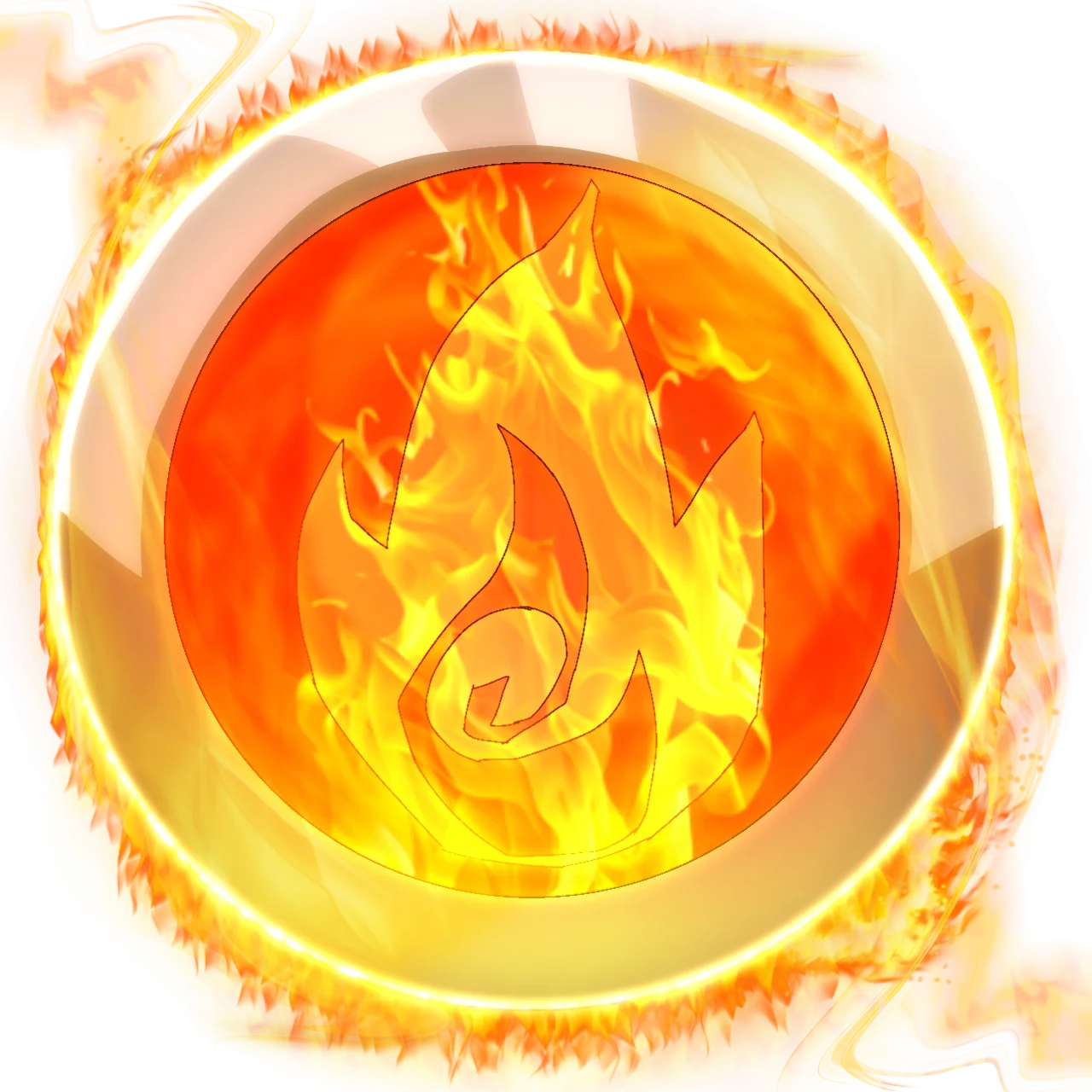 Blazing Elemental Fire Symbol Clipart with Luminous Golden Circular Border