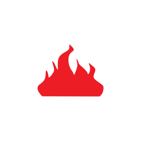 Bold Crimson Flame Silhouette: Minimalist Fire Clipart Design Element