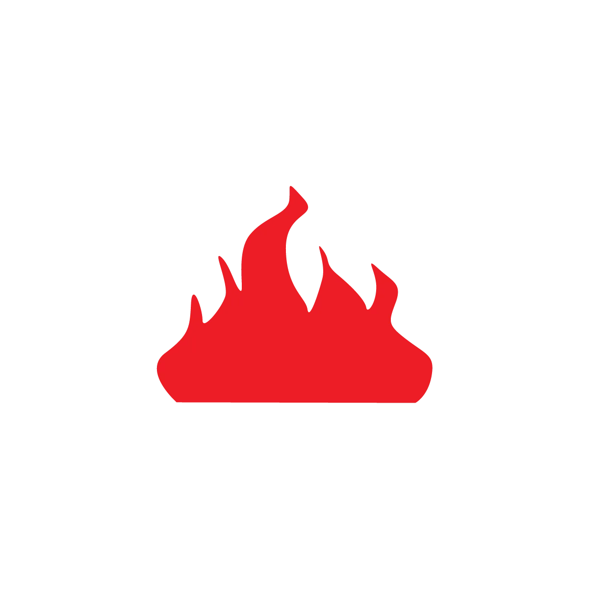 Bold Crimson Flame Silhouette: Minimalist Fire Clipart Design Element