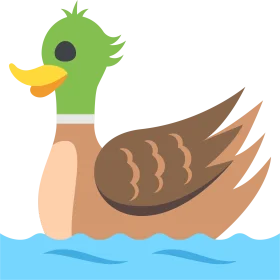 Charming Cartoon Duck Clipart Swimming Serenely on Stylized Blue Waves