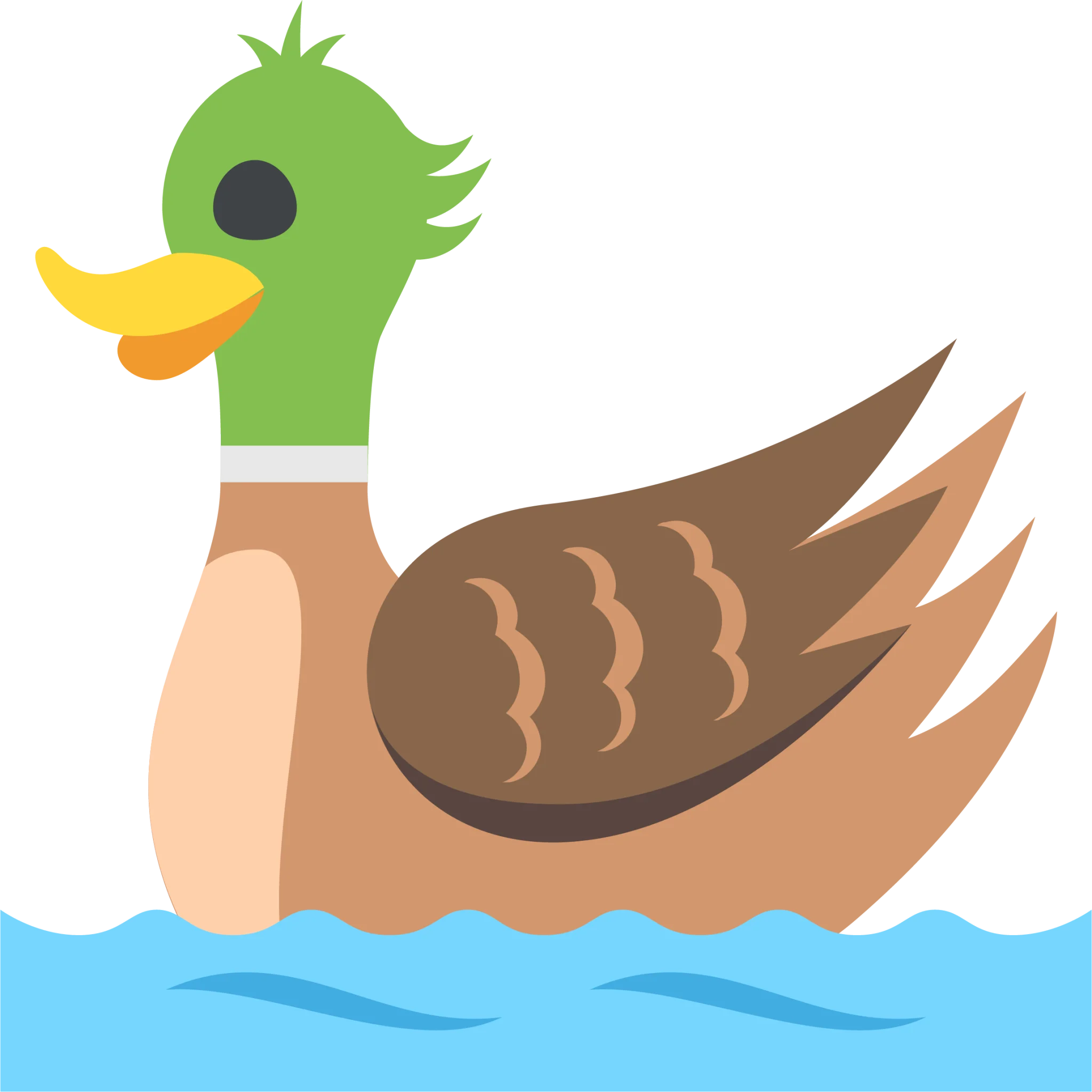 Charming Cartoon Duck Clipart Swimming Serenely on Stylized Blue Waves