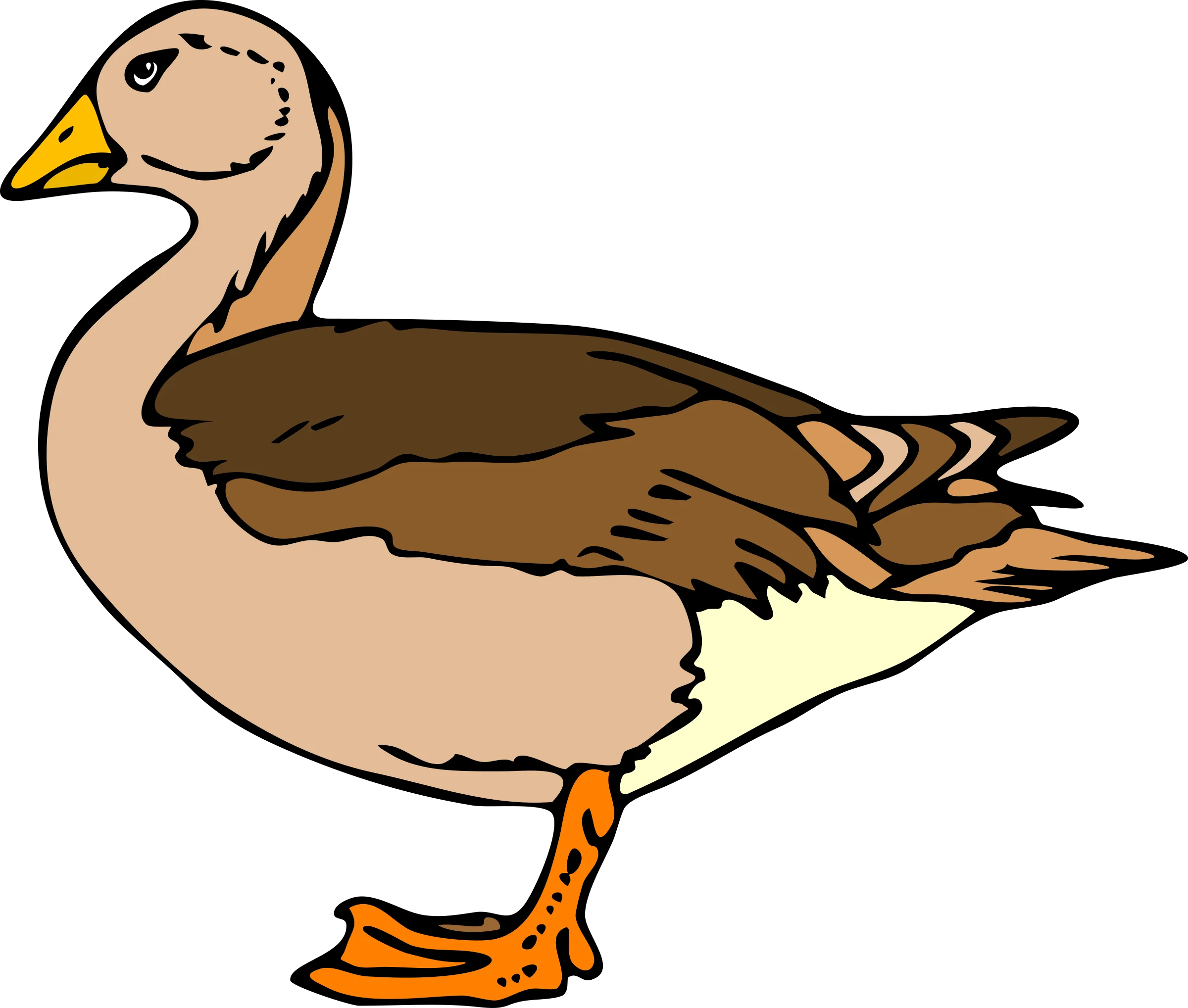 Charming Cartoon-Style Waterfowl Clipart with Soft Earthy Color Palette