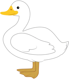 Charming White Duck Clipart with Soft Curves and Playful Yellow Beak Design