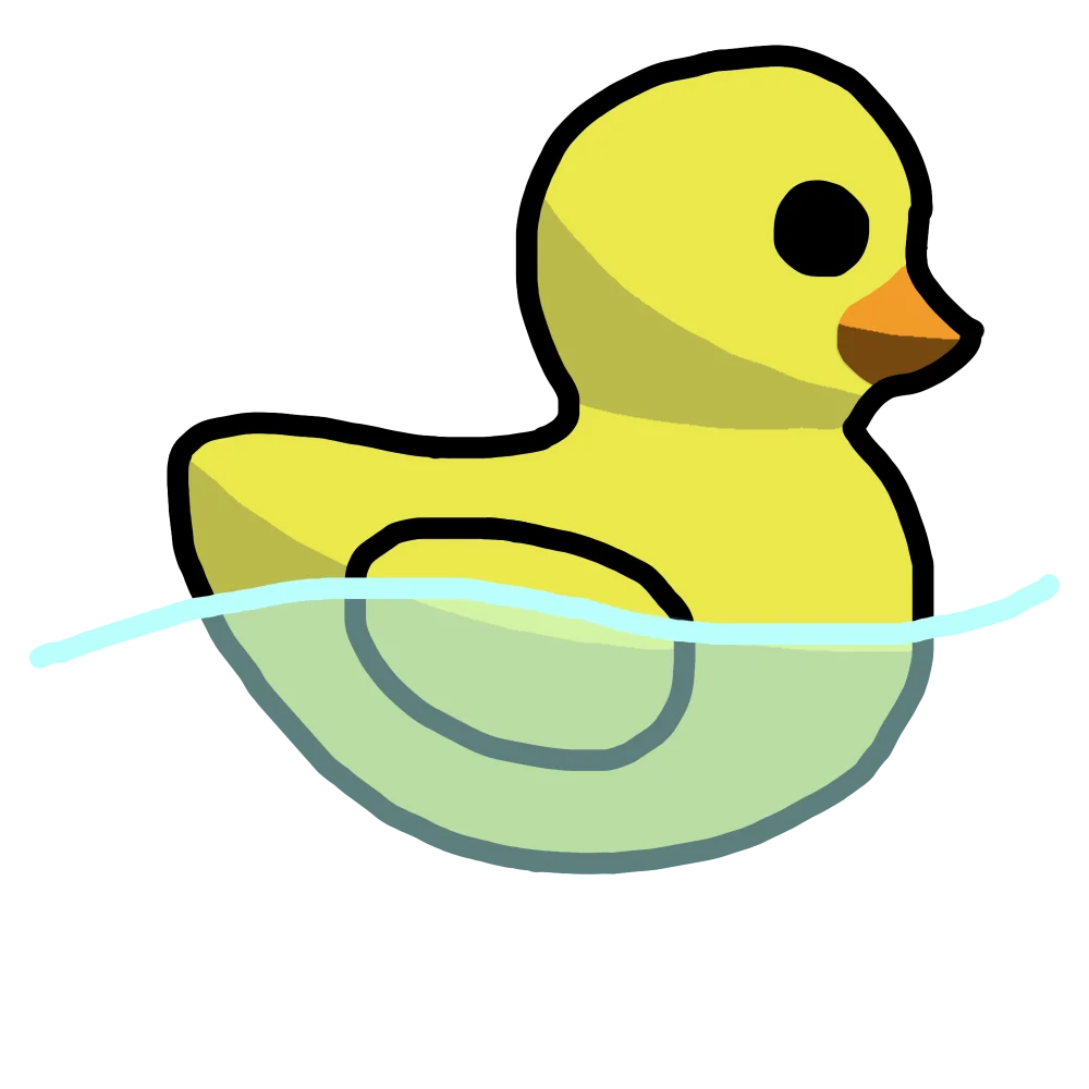 Charming Yellow Rubber Ducky Clipart Swimming in Soft Pastel Waters