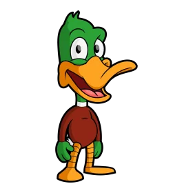 Cheerful Green and Orange Cartoon Duck Clipart Character Design