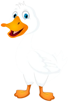 Cheerful White Duck Clipart with Playful Orange Beak and Expressive Blue Eyes