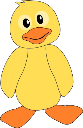 Cheerful Yellow Cartoon Duck Clipart - Adorable Waterfowl Illustration