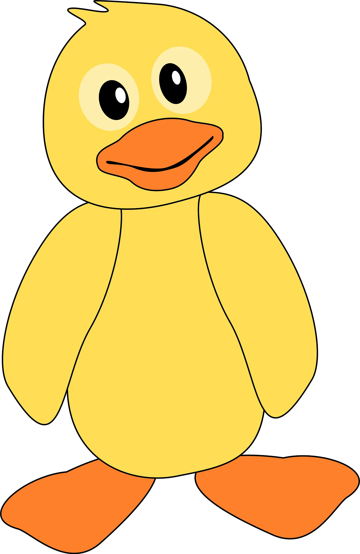 Cheerful Yellow Cartoon Duck Clipart - Adorable Waterfowl Illustration