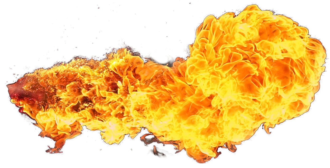 Explosive Orange and Yellow Fire Burst Clipart with Dynamic Flame Spread