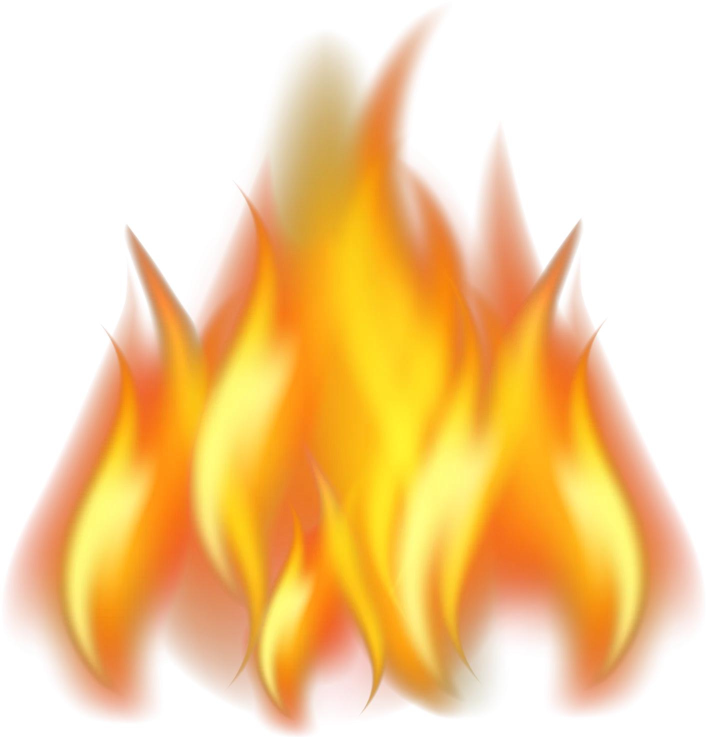Luminous Orange and Yellow Fire Flames Clipart Graphic Design Element