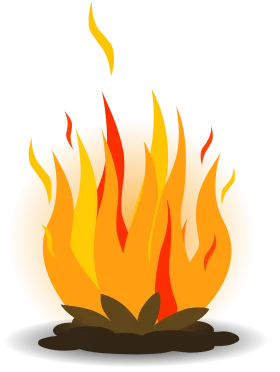Stylized Orange and Yellow Flame Clipart with Dynamic Burning Design