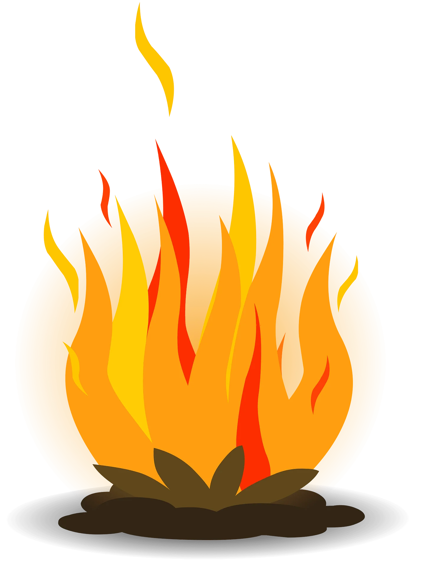 Stylized Orange and Yellow Flame Clipart with Dynamic Burning Design