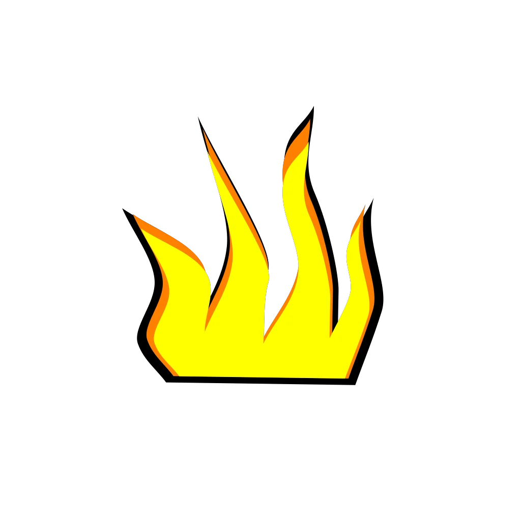 Stylized Yellow and Orange Flame Graphic Clipart for Dynamic Design Projects