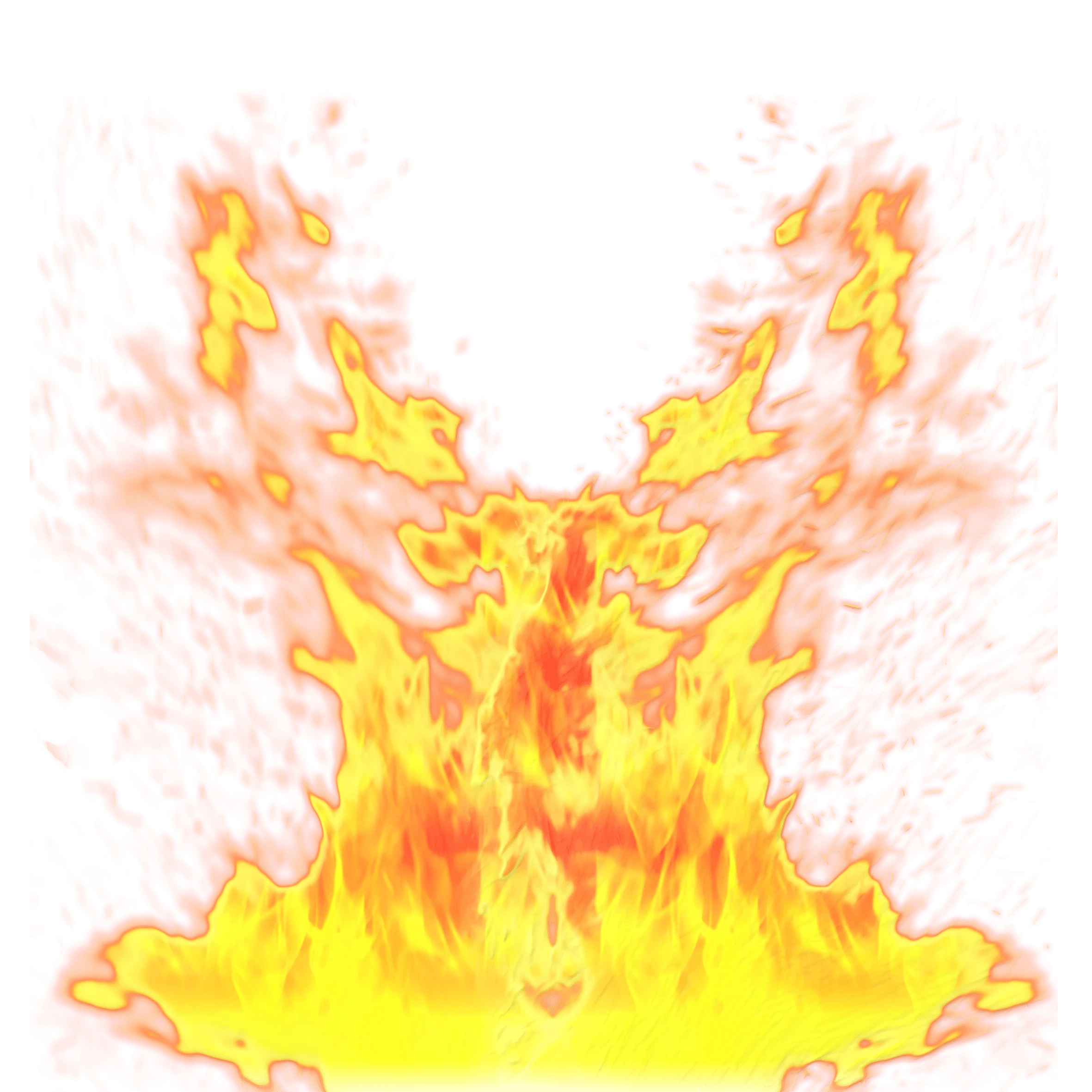 Symmetrical Yellow and Orange Flame Explosion Clipart with Dynamic Radial Design