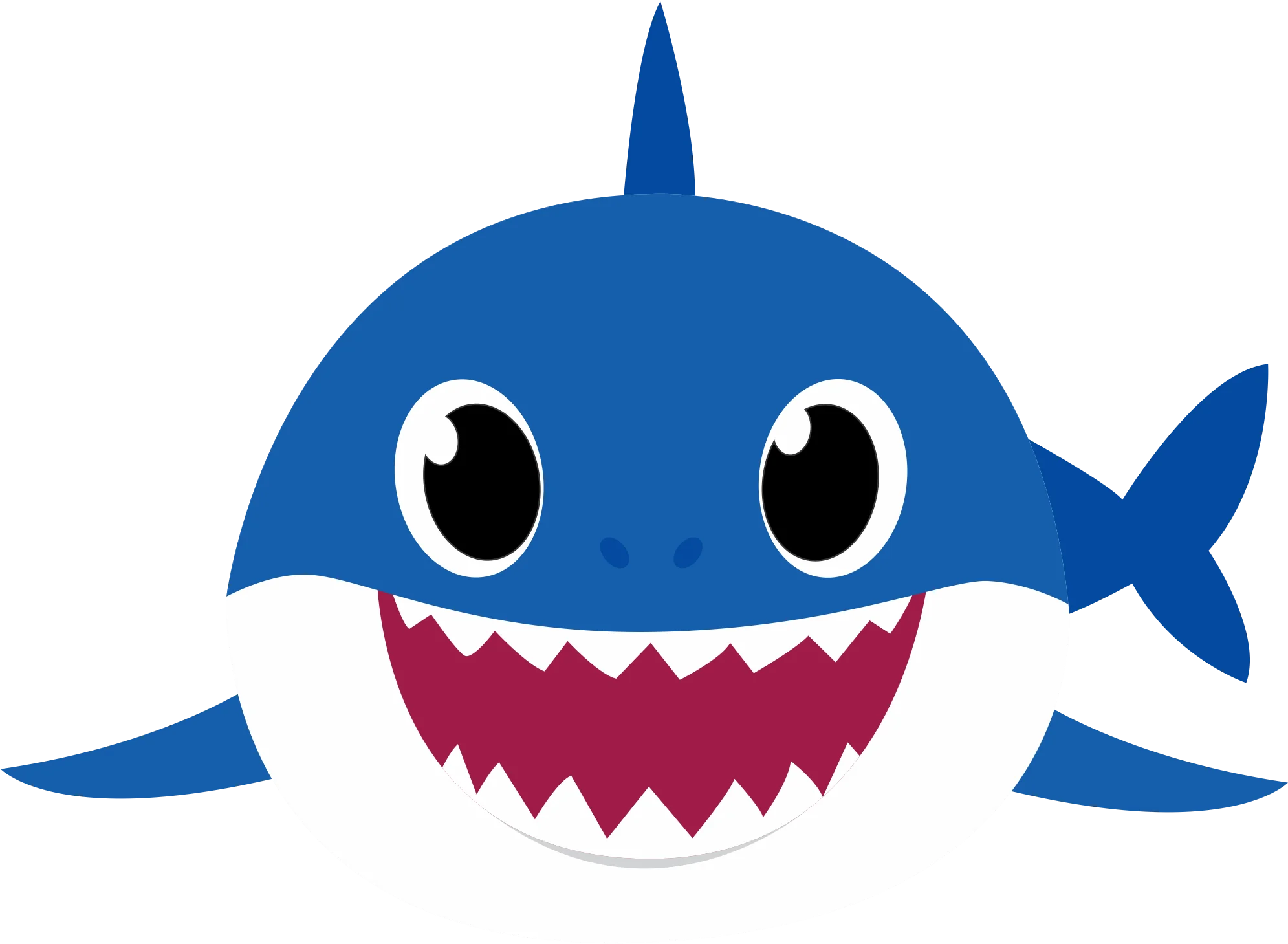 Adorable Blue Cartoon Shark Clipart with Cheerful Toothy Grin and Big Eyes