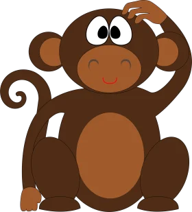 Adorable Brown Cartoon Monkey Clipart: Playful Primate with Charming Expression