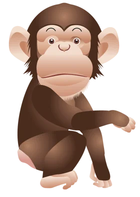Adorable Brown Chimpanzee Cartoon Clipart with Cute Facial Expression