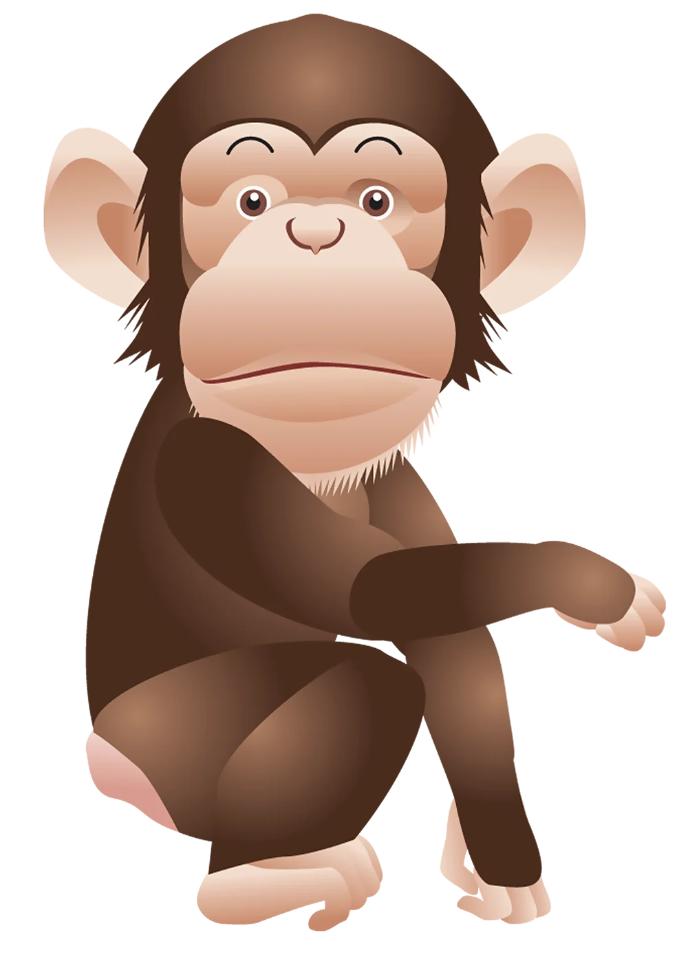 Adorable Brown Chimpanzee Cartoon Clipart with Cute Facial Expression