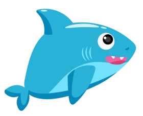 Adorable Cartoon Blue Shark Clipart with Playful Expression and Smooth Design