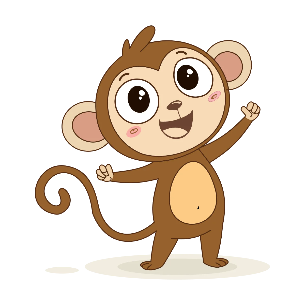 Adorable Cartoon Monkey Clipart - Cheerful Primate Character with Playful Pose