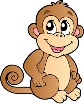 Adorable Cartoon Monkey Clipart: Playful Primate with Cheerful Expression