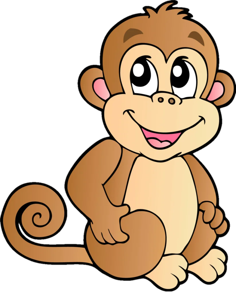 Adorable Cartoon Monkey Clipart: Playful Primate with Cheerful Expression