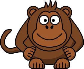 Adorable Cartoon Monkey Clipart: Whimsical Brown Primate with Playful Expression