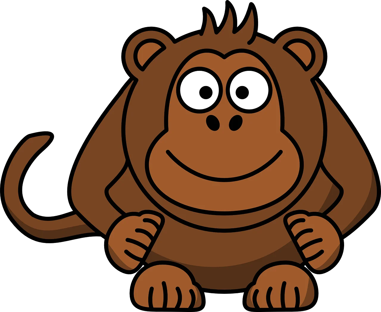 Adorable Cartoon Monkey Clipart: Whimsical Brown Primate with Playful Expression