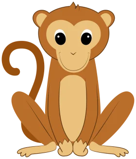 Adorable Cartoon Monkey Clipart with Cute Facial Expression and Soft Colors