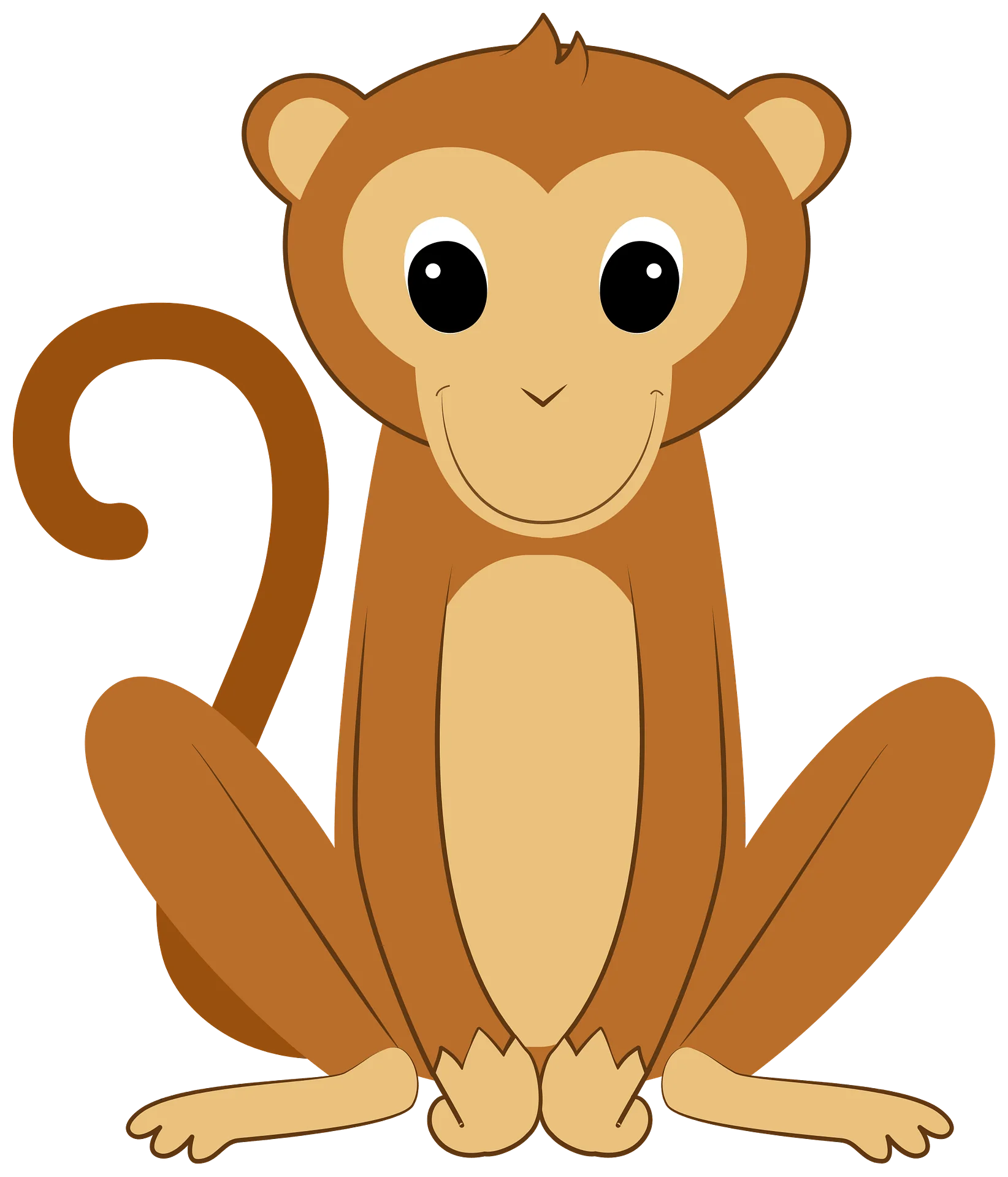 Adorable Cartoon Monkey Clipart with Cute Facial Expression and Soft Colors