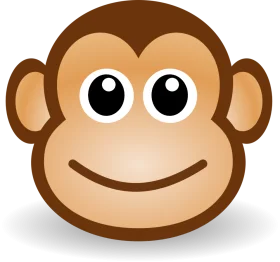 Adorable Cartoon Monkey Face Clipart with Cute Expressive Eyes and Smile