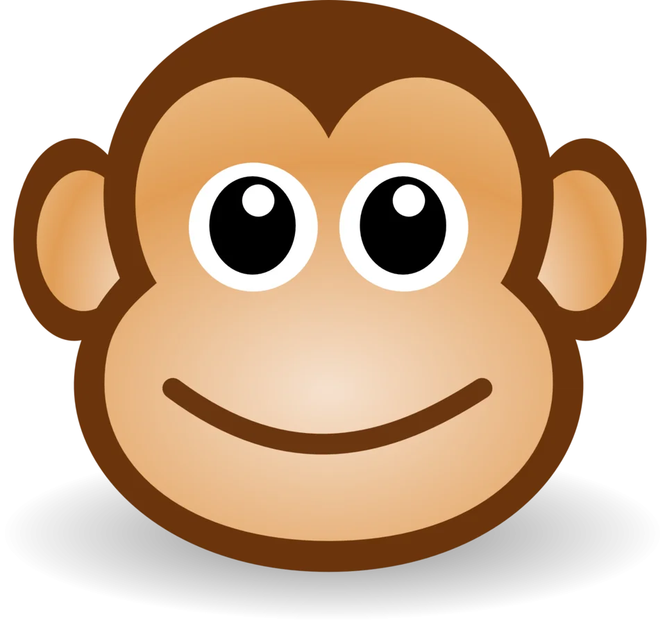 Adorable Cartoon Monkey Face Clipart with Cute Expressive Eyes and Smile