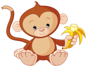 Adorable Cartoon Monkey Holding Banana Clipart - Cute Primate Character