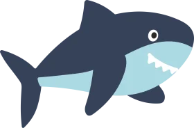 Adorable Cartoon Shark Clipart with Cheerful Grin and Soft Color Palette
