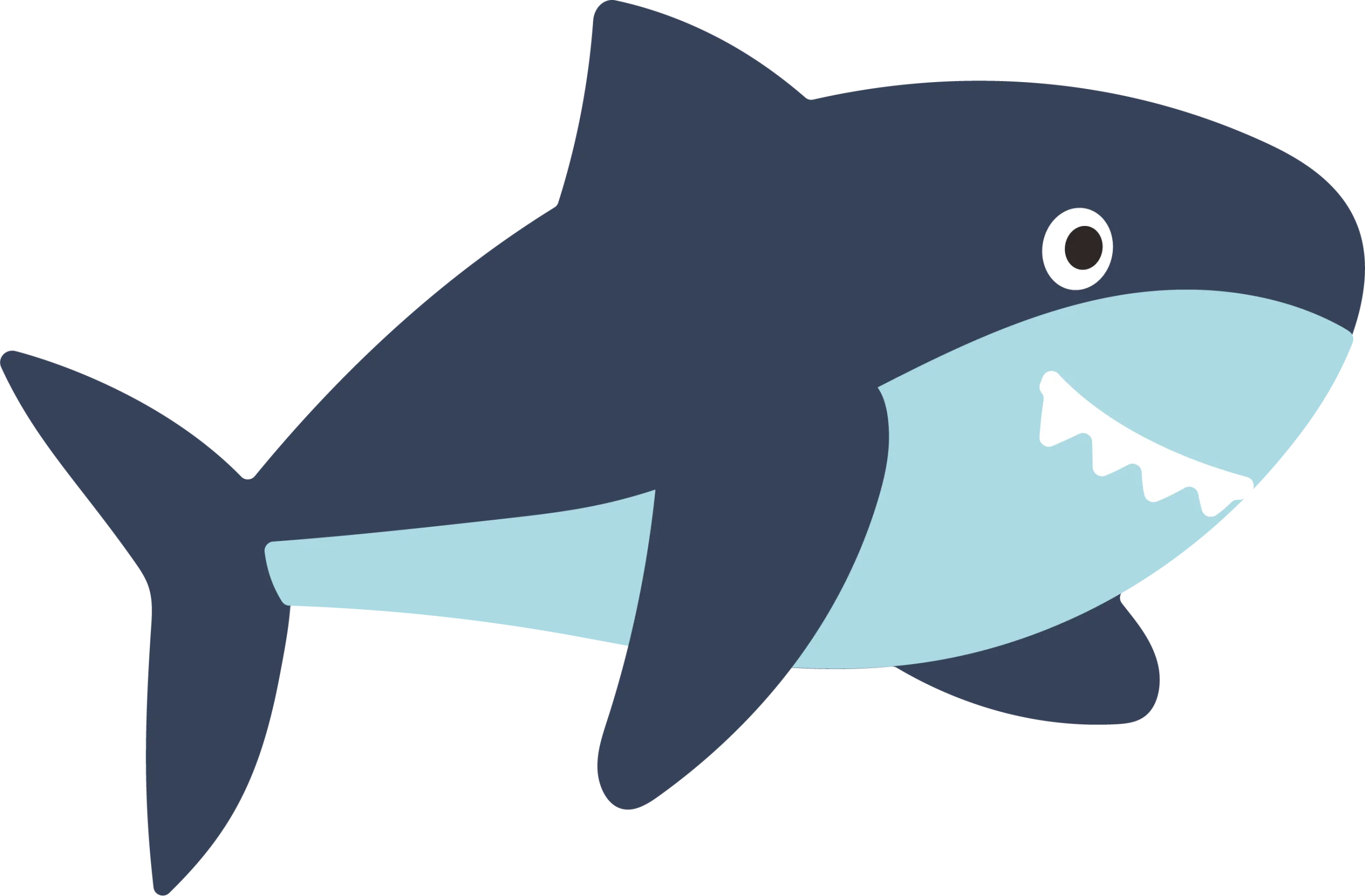 Adorable Cartoon Shark Clipart with Cheerful Grin and Soft Color Palette