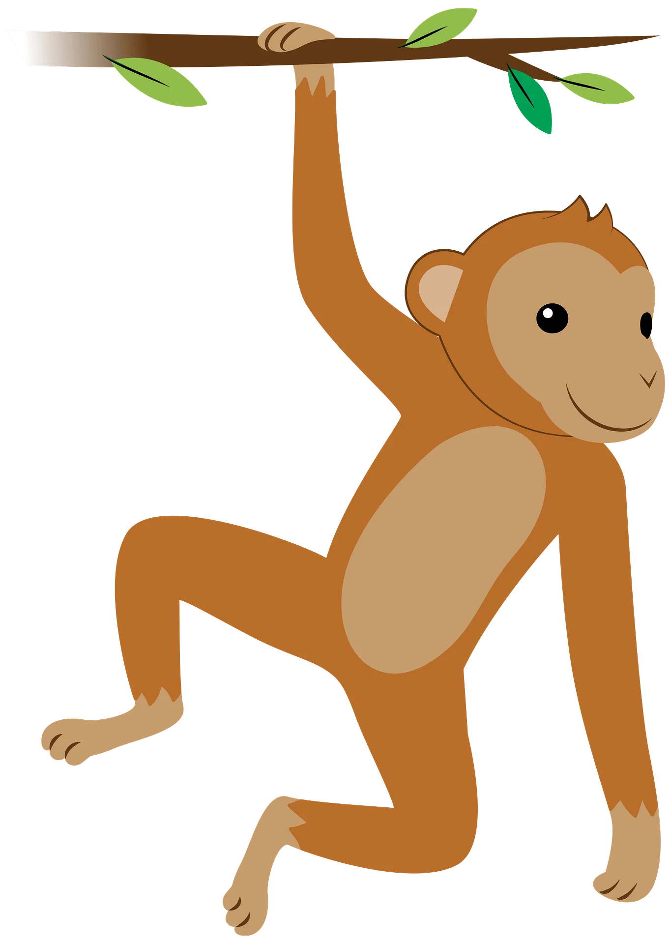 Adorable Swinging Monkey Clipart: Playful Primate Hanging from a Branch