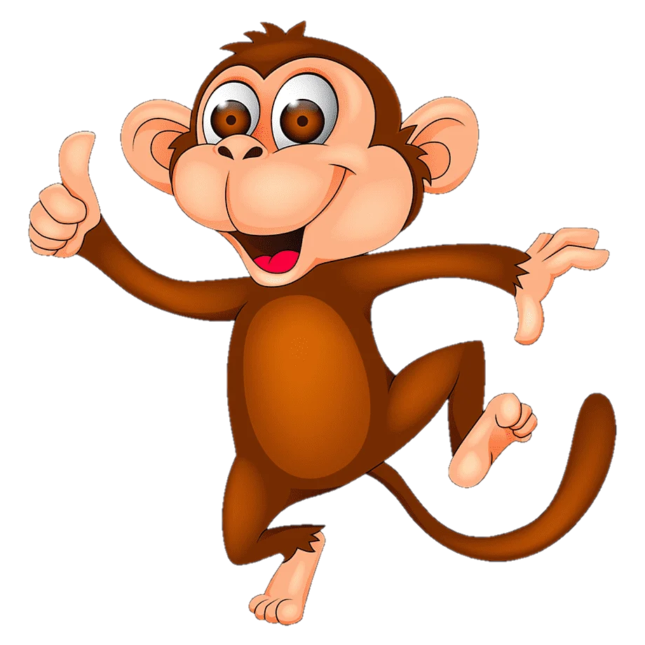 Cheerful Cartoon Monkey Clipart Giving Thumbs Up with Playful Expression