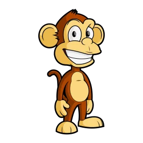 Cheerful Cartoon Monkey Clipart with Playful Grin and Friendly Stance