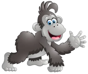 Cheerful Gray Gorilla Cartoon Clipart Character with Playful Gesture