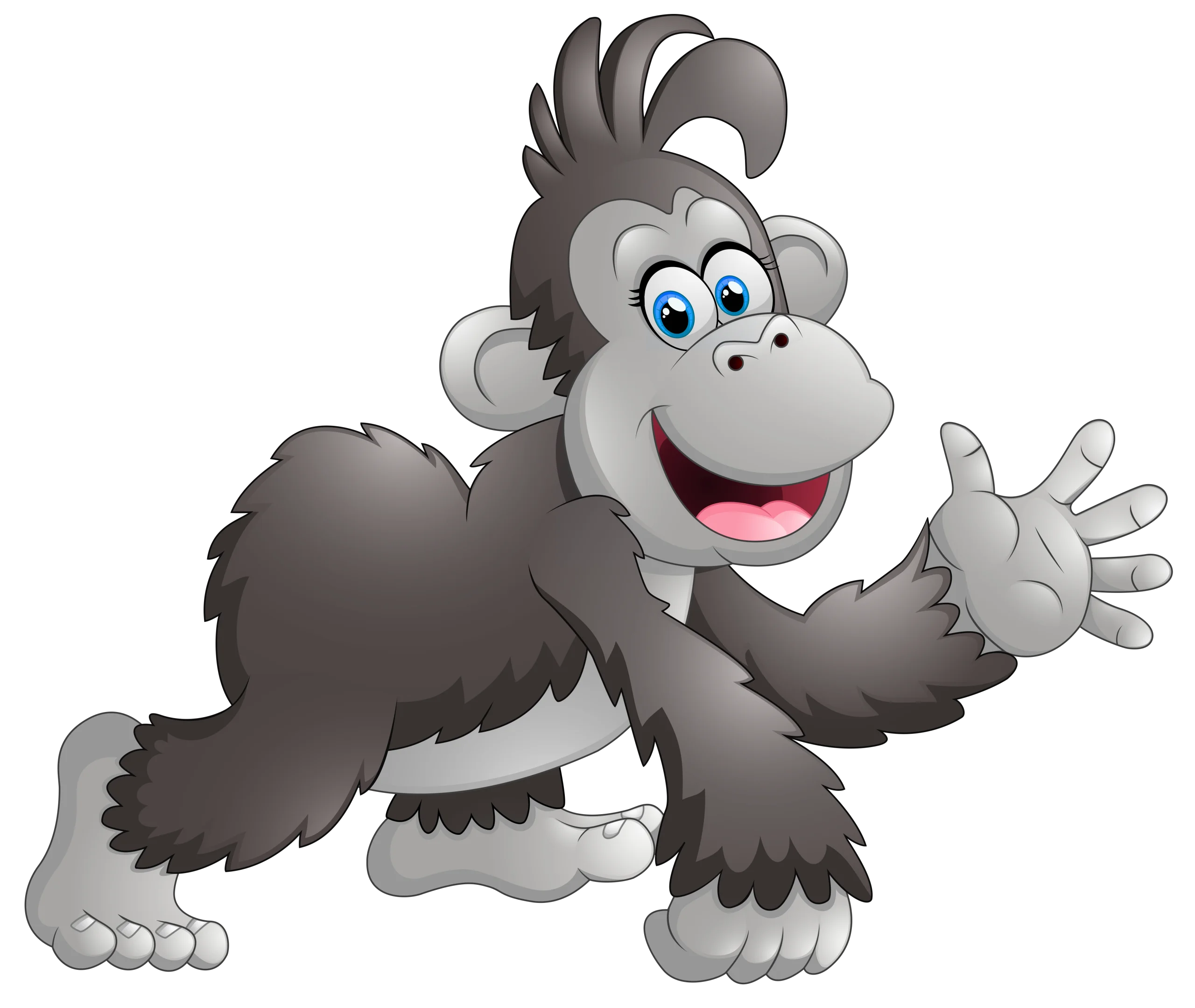 Cheerful Gray Gorilla Cartoon Clipart Character with Playful Gesture