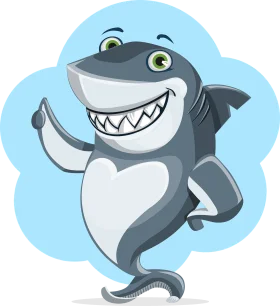 Cheerful Gray Shark Cartoon Clipart with Playful Underwater Charm