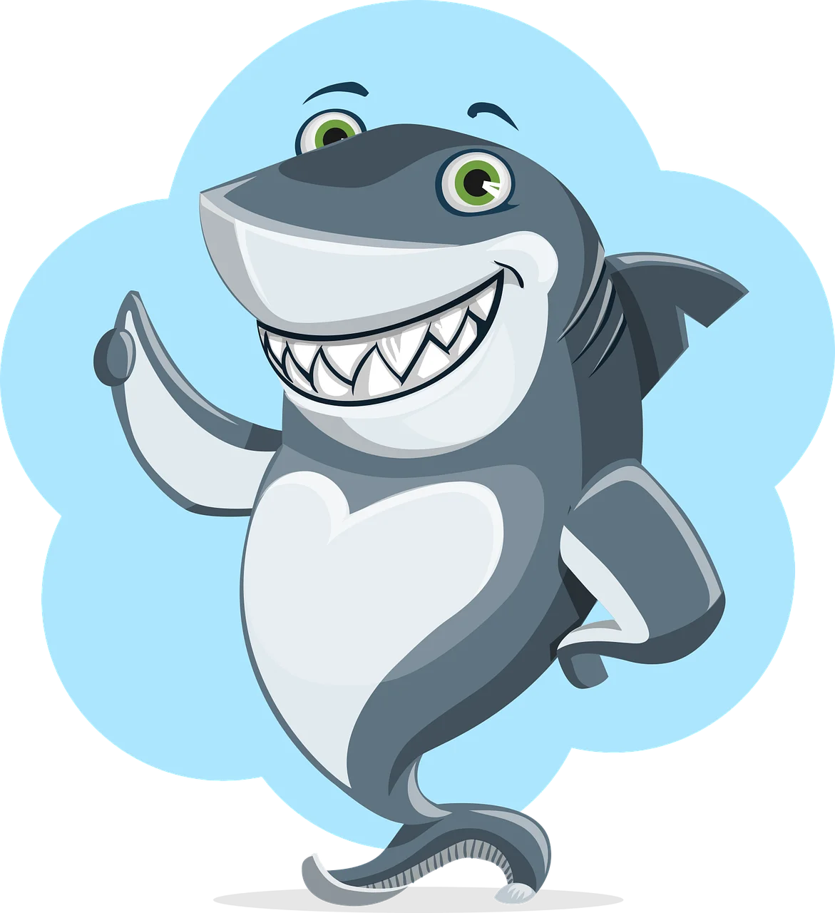 Cheerful Gray Shark Cartoon Clipart with Playful Underwater Charm
