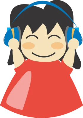 Cheerful Music Lover Cartoon Clipart with Blue Headphones and Red Shirt