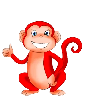 Cheerful Red Cartoon Monkey Clipart Giving Thumbs Up with Playful Smile