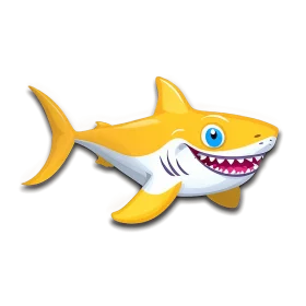 Cheerful Yellow Shark Clipart with Adorable Cartoon Character Design