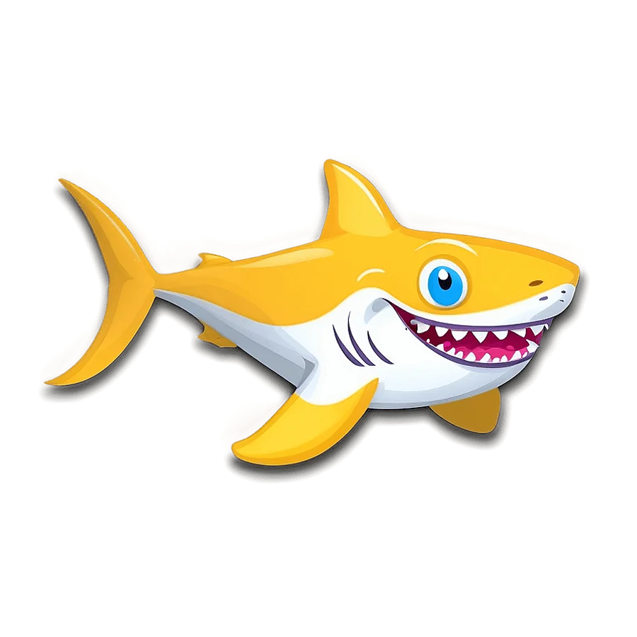 Cheerful Yellow Shark Clipart with Adorable Cartoon Character Design