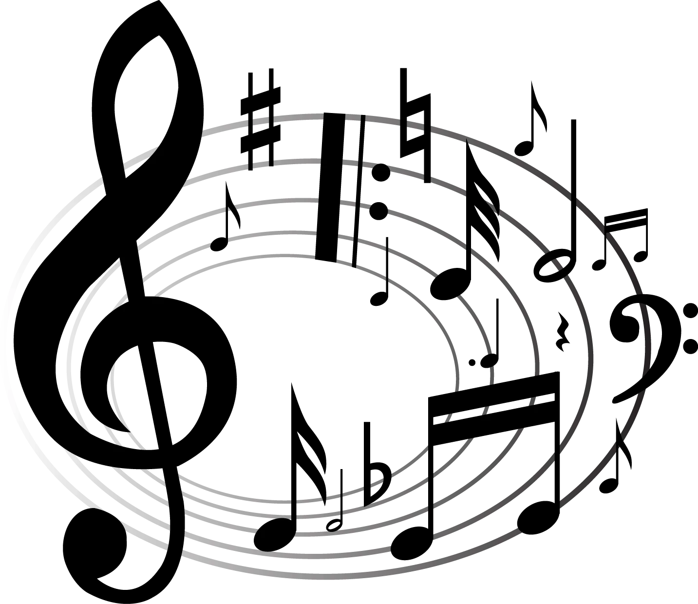 Elegant Musical Symphony Crescendo Treble Clef Notation Clipart Design