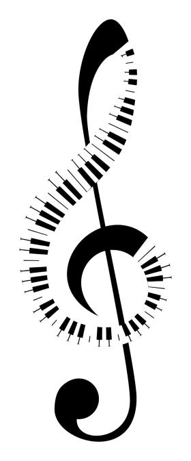 Elegant Musical Treble Clef Composed of Piano Keys Clipart Design